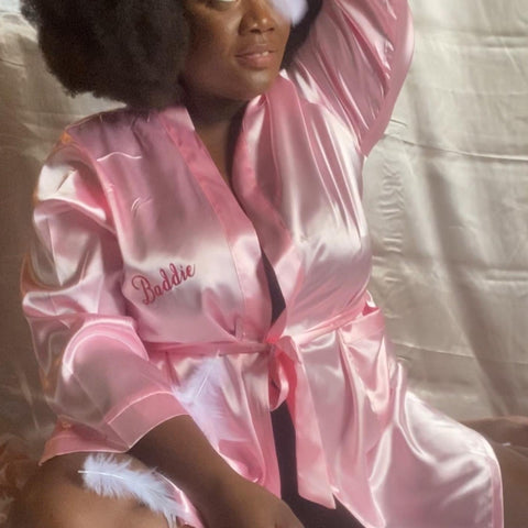 Baddie Pink Satin Robe  (PRE-ORDERS WILL BE SHIPPED JAN 18TH)