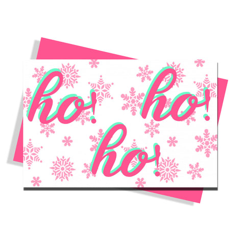 Ho Ho Ho Pink Holiday Card